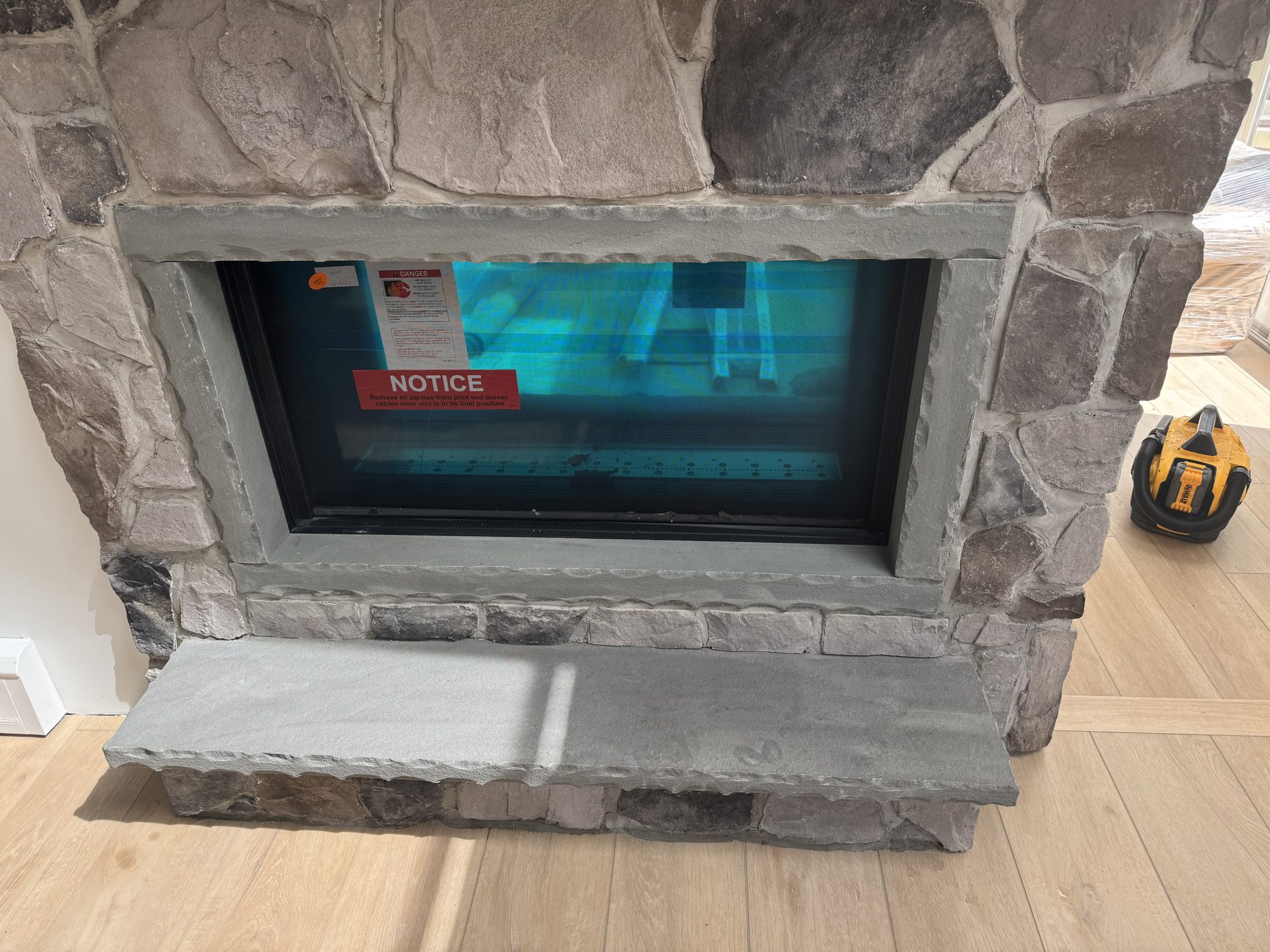 Custom-built stone firebox