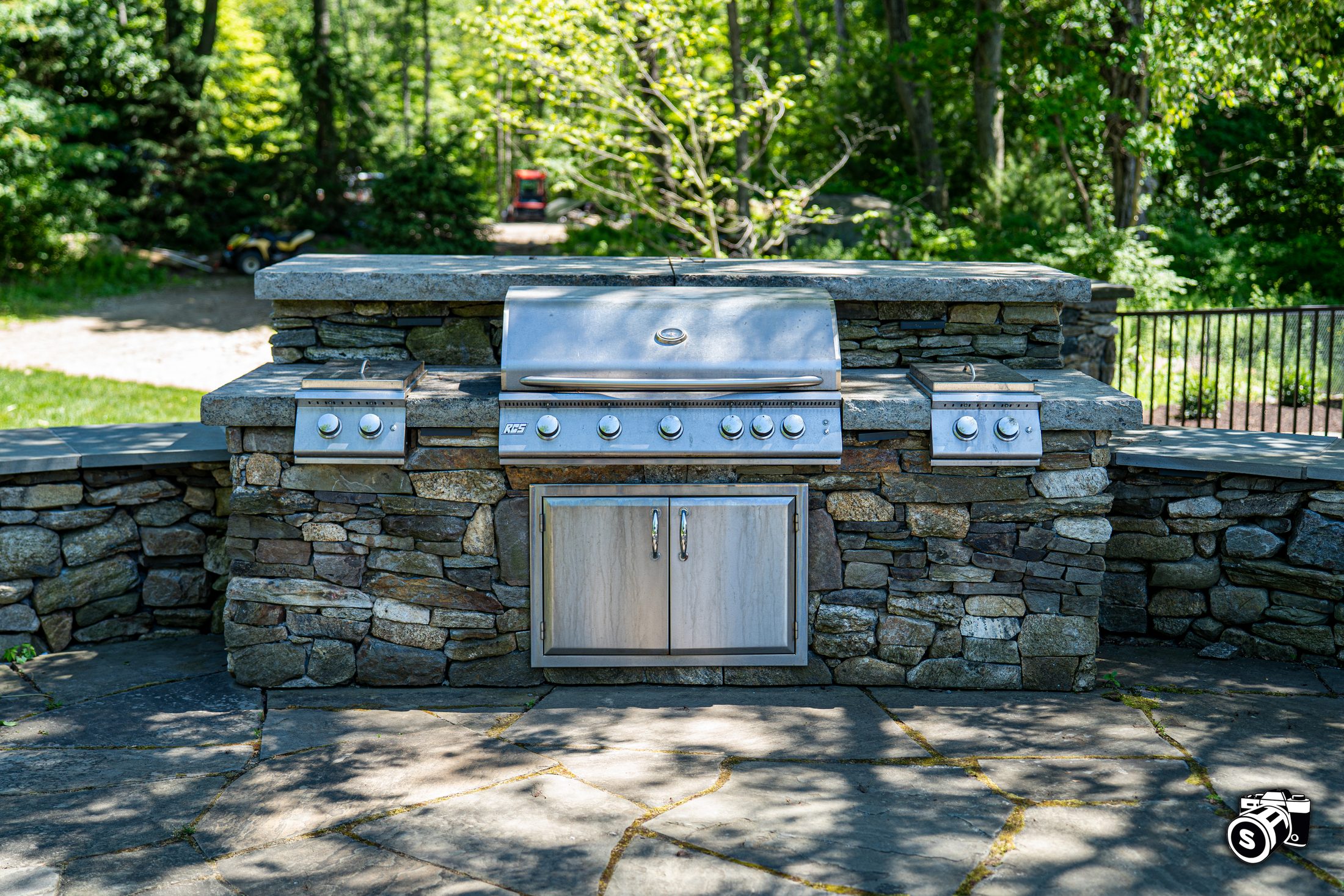 Built-in stainless grill island