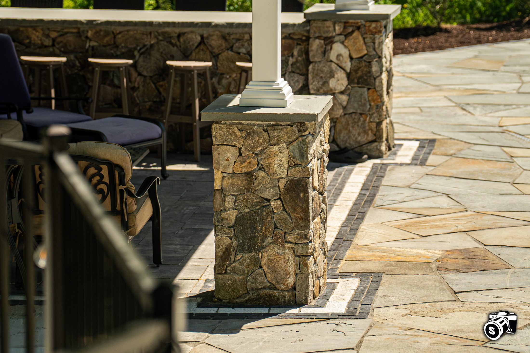 Stone pavilion column detail
